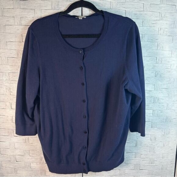 Talbots Womens Cardigan Sweater Navy Blue Classic feminine romantic plus size - Picture 1 of 8
